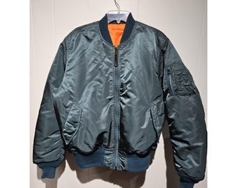 Vintage Bomber Jacket 2XL 80s MA-1 Reversible Black Zip - Etsy