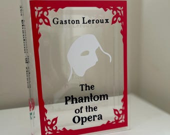 Phantom of the Opera Acrylic Book Shaped Vase, Gothic Romantic Decor, Classic Literature Decor