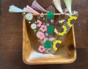Floral Acrylic Bookmark | Garden Botanical Reading Gift