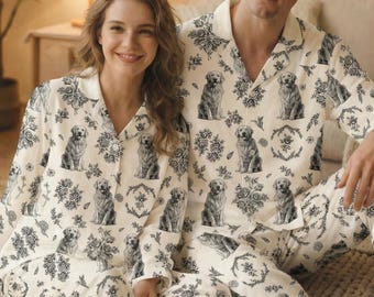 Anpassad hundpyjamas med Toile de Jouy-mönster, personlig pyjamas i cottagecore-stil, pyjamasmönster med hundtryck, unika husdjurspresenter till husdjursägare