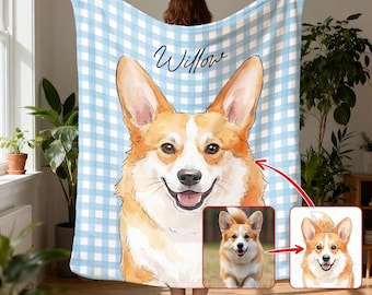 Custom Pet Face Blanket, Personalized Pet Photo Throw with Name, Custom Blanket Picture Dogs, Perfect Pet Memorial & Gift for Dog Cat Owners