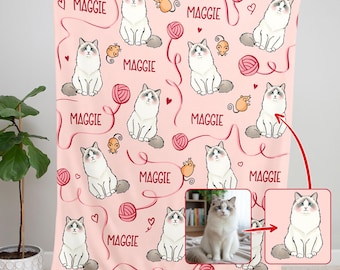 Custom Pet Face Blanket, Personalized Pet Photo Throw with Name, Custom Blanket Picture Dogs, Perfect Pet Memorial & Gift for Dog Cat Owners