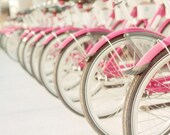 Bicycle Photography, Pink Wall Art, Girl's Room Decor, Retro Pink Bicycles, Bubblegum Pink Bikes, Baby Girl Nursery, Pink & Grey Decor