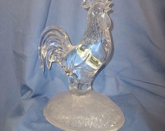 Cristal DArques Lead Crystal Rooster Figurine France 24% Lead Glass Frosted Base