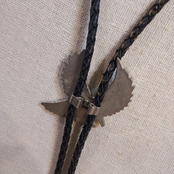 Turquoise Silver Eagle  Bolo String Tie Black Str… - image 2