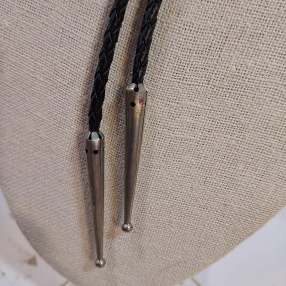 Turquoise Silver Eagle  Bolo String Tie Black Str… - image 5