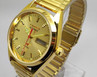 Citizen Automatic Wrist Watch: Gold Dial, Vintage Working condition watch for men