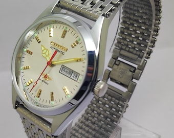 Citizen Automatic Vintage White Dial stainless steel, Day Date genuine watch for men