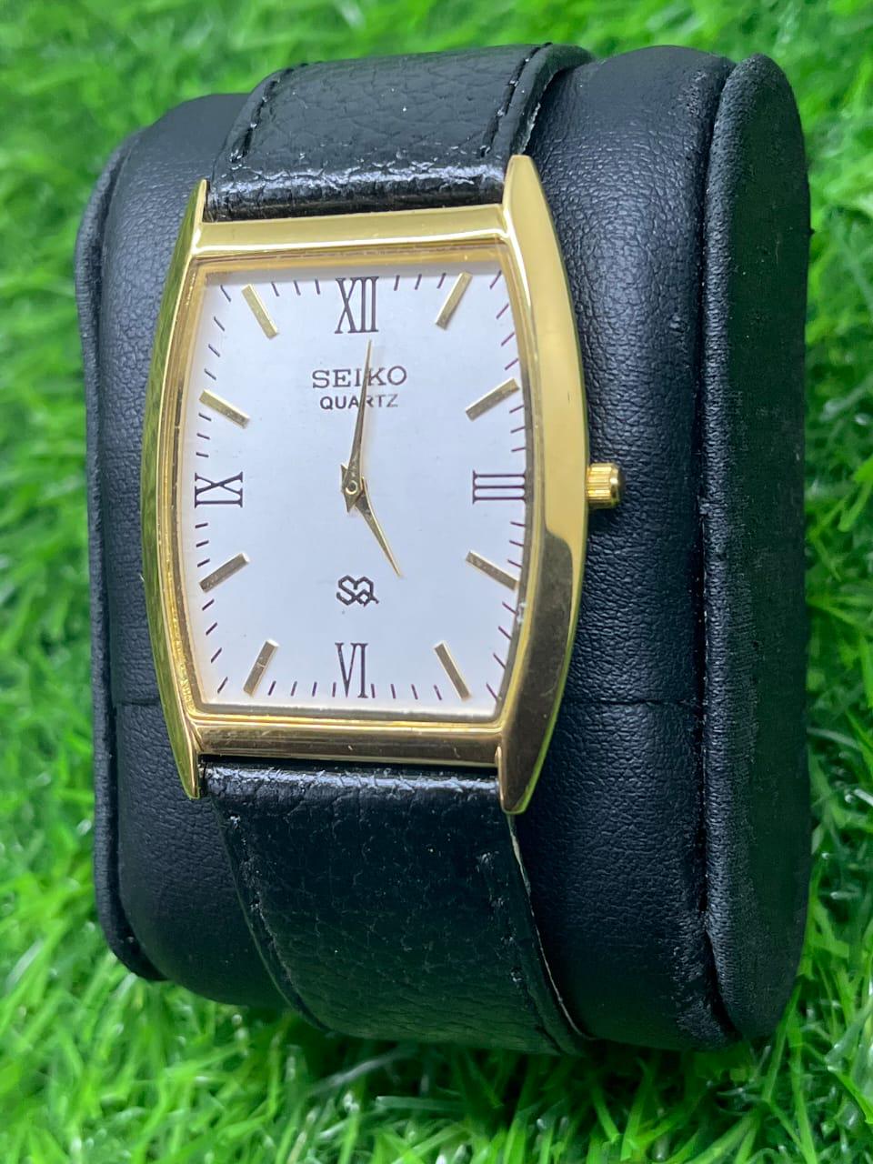 Seiko Rectangular Seiko Tank Watch: Slim Rectangle Roman Design, Leather Strap - Etsy