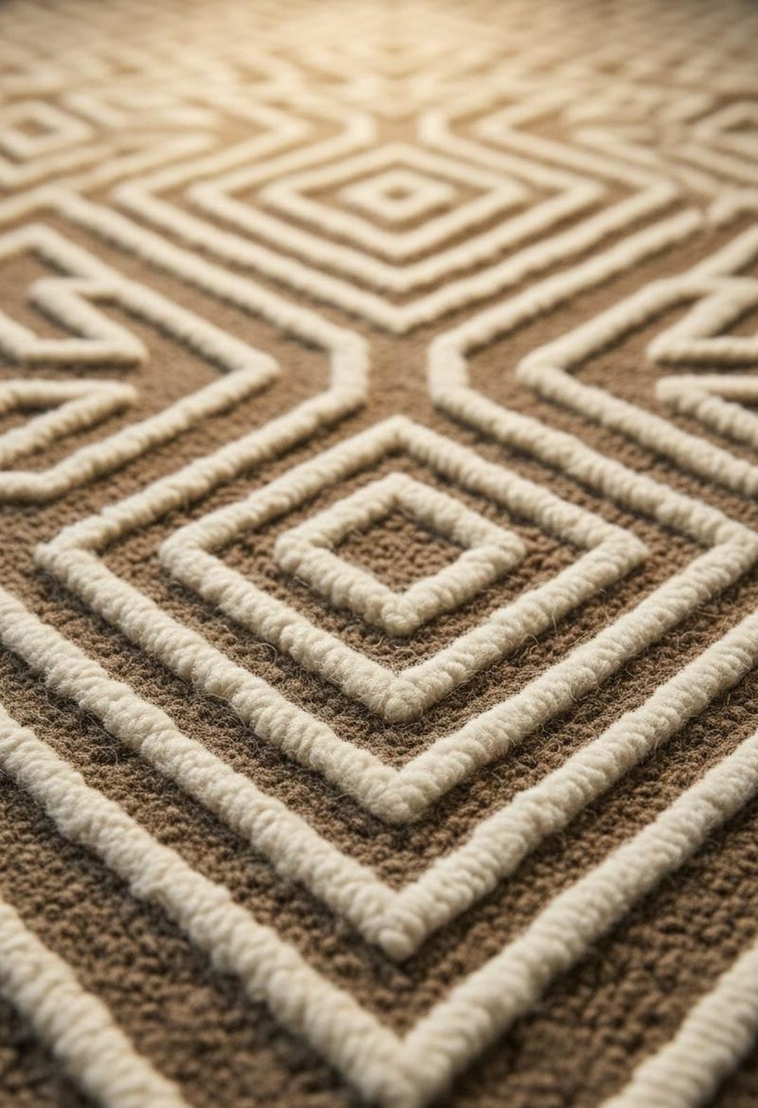 Low Loop Rug Hand-tufted Brown Wool Area High Low Loop Pile Rug, Modern Pattern - Etsy