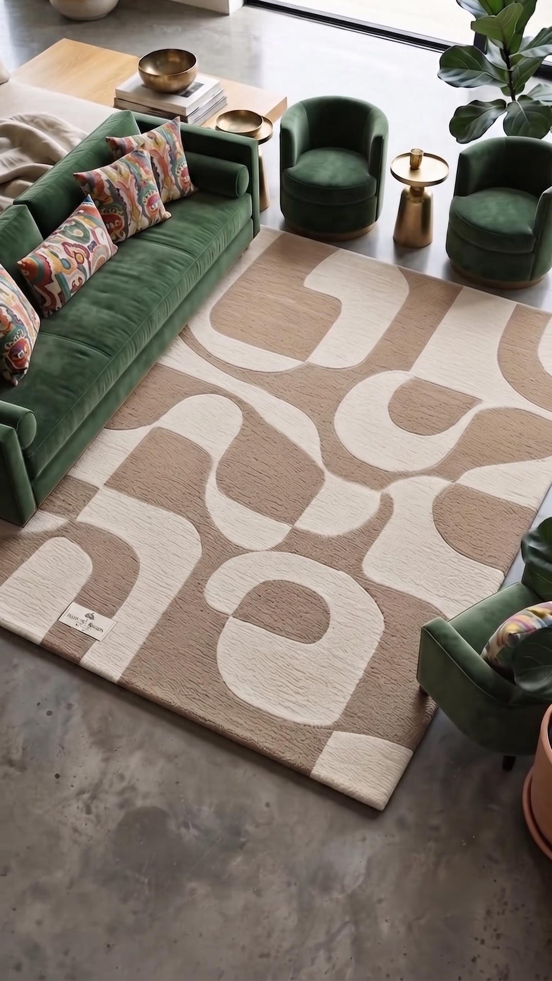 Hand Tufted Wool Rug, Abstract Geometric Carpet, Beige Cream Modern ...