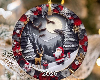 Santa Sleigh Ornament, Christmas Tree Decoration, Magical Holiday Ornament, Santa Claus Keepsake, Christmas Gift 2026