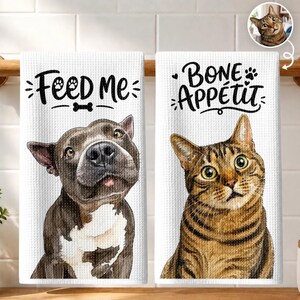 Personalized Pet Photo Kitchen Towel,  Custom Cat Kitchen Towels Custom Dog Dish Towels Custom Dog Towel Custom Cat Tea Towel