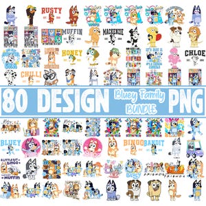 80 Designs Blue Dog Png Mega Bundle, Blue Dog Birthday Png Sublimation, Blue Dog Family Png Clipart Sublimation Digital Download