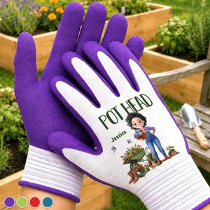 Guantes de jardinería Pot Head, regalo personalizado para amantes de las plantas, regalo de jardinería para mamá, abuela, amante de las plantas, guantes protectores para jardinería.
