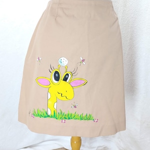 Unique Vintage 1950s Golfing Golf Skirt Hand Painted Giraffe by Geb Garb sz M