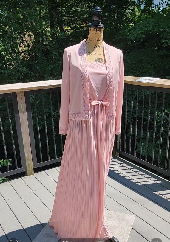 Vintage 2pc Sundress Dusty Rose, Pleated, Semi-she