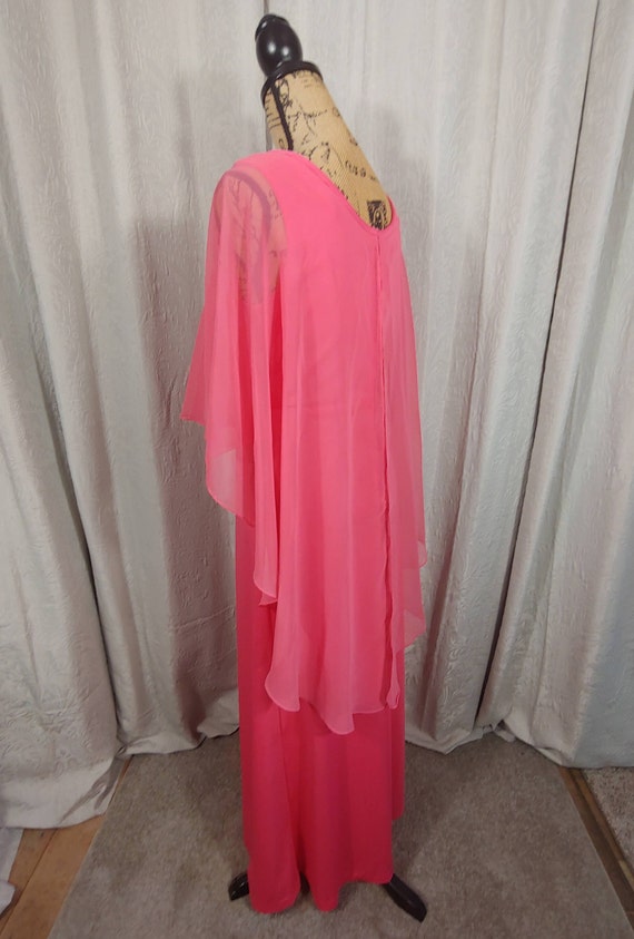 1970s Party Vintage Cocktail Dress Rich Coral Col… - image 4