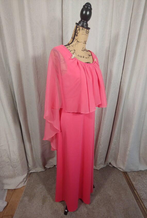 1970s Party Vintage Cocktail Dress Rich Coral Col… - image 3