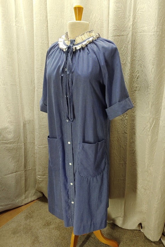 Vintage Blue Ginham Checked Buttondown Dress with… - image 6