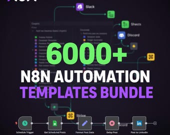 6000+ N8N Automation Templates, AI Agent Workflow (JSON Digital Download)