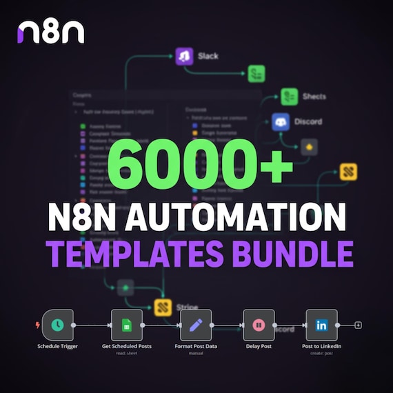 6000+ N8N Automation Templates, AI Agent Workflow (JSON Digital Download)