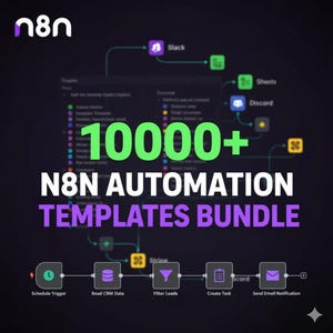 10,000+ N8N Automation Templates, AI ChatGPT Workflows (Digital Download)