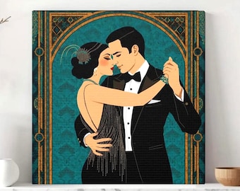 Lienzo Art Déco de pareja de baile de los años 20 para dormitorio o sala de estar
