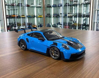 Minichamps Porsche 911 992 GT3 RS 2024 Weissach Paket 1:18 Diecast Model Blue | Porsche Collectible | Custom License Plate