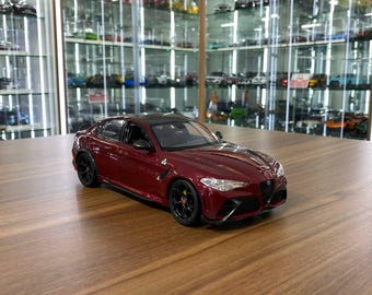 1/18 Diecast Alfa Romeo Giulia GTAm 2020 Dark Red Bburago Model Car | Alfa Romeo Collectible | Custom License Plate | Gift for Car Lovers