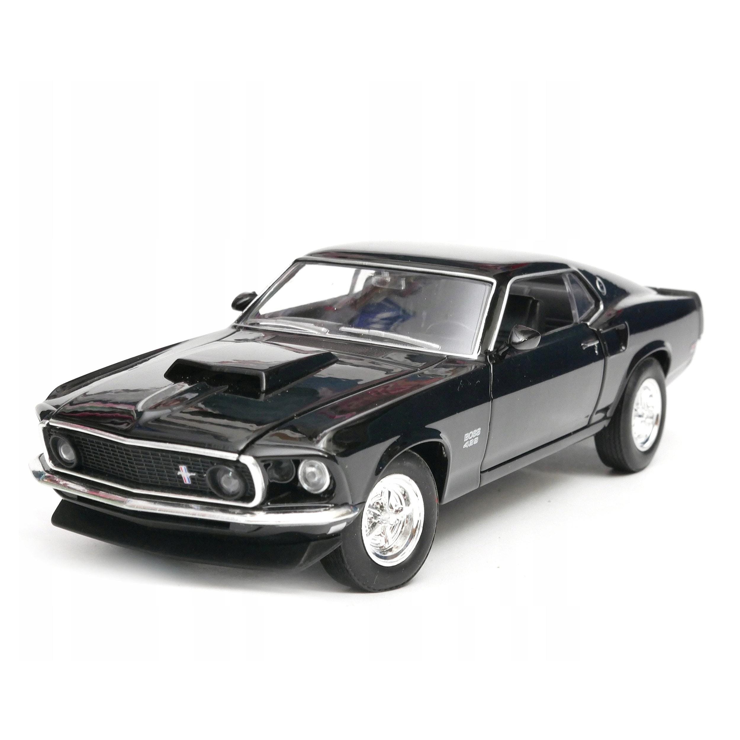 Voiture Miniature 1:24 Ford Mustang Boss 429 1969 - Diecast Noir, Marque Welly, Neuf