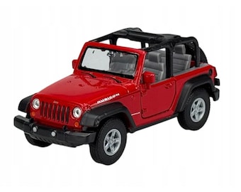 Welly Red Jeep Wrangler Rubicon JK Diecast Model Car - openende deuren, schaal 1:34