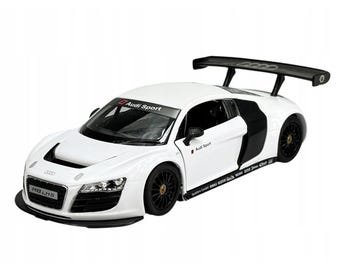 Audi R8 LMS witte 1:24 gegoten modelauto met gepersonaliseerde nummerplaten