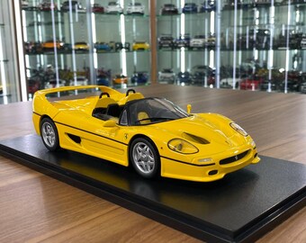 KK Scale Ferrari F50 1:18 Yellow Diecast Model Car | Ferrari Collectible | Custom License Plate | Gift for Car Lovers