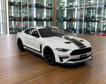 1/18 Resin GT Spirit Ford Mustang R-Spec 2021 White/Black Stripes Limited 111 | Ford Collectible | Custom License Plate