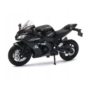 Kawasaki Ninja ZX-10RR 2017 Metallic Flat Anthracite Black Welly 1:18 Diecast Motorcycle Model with Custom Plates