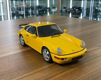 GT Spirit 1:18 Yellow 1993 Porsche 911 Carrera RS America Resin Model (Limited 999) | Porsche Collectible | Custom License Plate