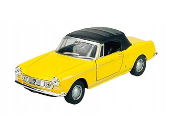 Welly Old Timer Peugeot 404 Cabriolet Geel 1:34 Gegoten metalen auto