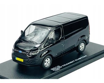 2016 Ford Transit Custom V362 1:43 zwarte gegoten bestelwagen met gepersonaliseerde nummerplaten