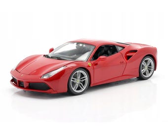 Ferrari 488 GTB 2015 rode Bburago 1:18 gegoten model met aangepaste platen