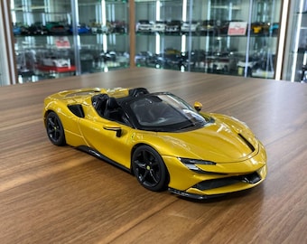 1/18 Diecast Ferrari SF90 Spider Gold Bburago Scale Model Car | Ferrari Collectible | Custom License Plate | Gift for Car Lovers
