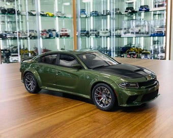 1/18 Resin Dodge Charger SRT Hellcat Wide Body Green GT Spirit Model Car | Dodge Collectible | Custom License Plate | Gift for Car Lovers