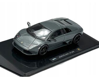 Lamborghini Murcielago LP 640 1:43 grijze vitrine met gepersonaliseerde nummerplaten