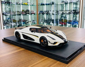 Koenigsegg Regera 1/18 White Resin Model Non-Opening GT Spirit | Koenigsegg Collectible | Custom License Plate | Gift for Car Lovers