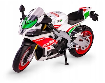 Gegoten Aprilia RSV4 RR1000 2021-motorfietsmodel, wit, schaal 1:12, bestuurbare handgrepen, werkende vering