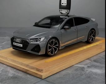 Aluminium Audi RS7 Sportback RC-auto 1:18, grijs, ledgeluid, aangepaste platen