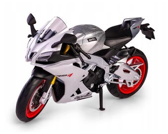 Aprilia RSV4 RR1000, gegoten zilveren motorfiets 2021, schaal 1:12