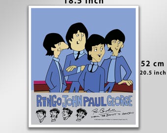 BEATLES 1965 Saturday Morning Cartoon Ad Poster Re-imagines the