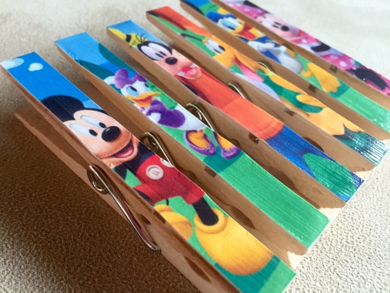 Mickey Mouse Birthday Favor Magnets - Fish Extender Gift - 6 Clothespin Magnets - Mickey and Friends - Disney Cruise Door Magnet Decor Il_570xn