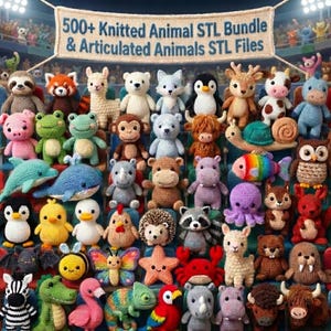500+ gestrickte Tier STL Bundle & Gliedertiere STL, 3D STL digitaler Download, kommerzielle Nutzung erlaubt,